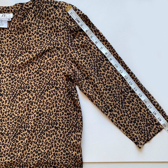 FV² 100% Silk Leopard Print Blouse Women’s M Brown Black 3/4 Sleeve Top Y2K 90s - Picture 4 of 7